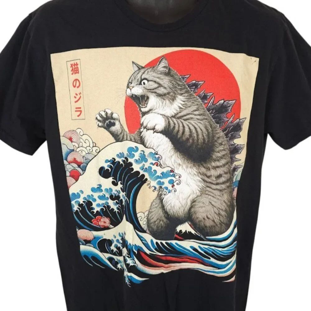 Catzilla T Shirt Mens Size Large Kaiju Japanese Art Tee